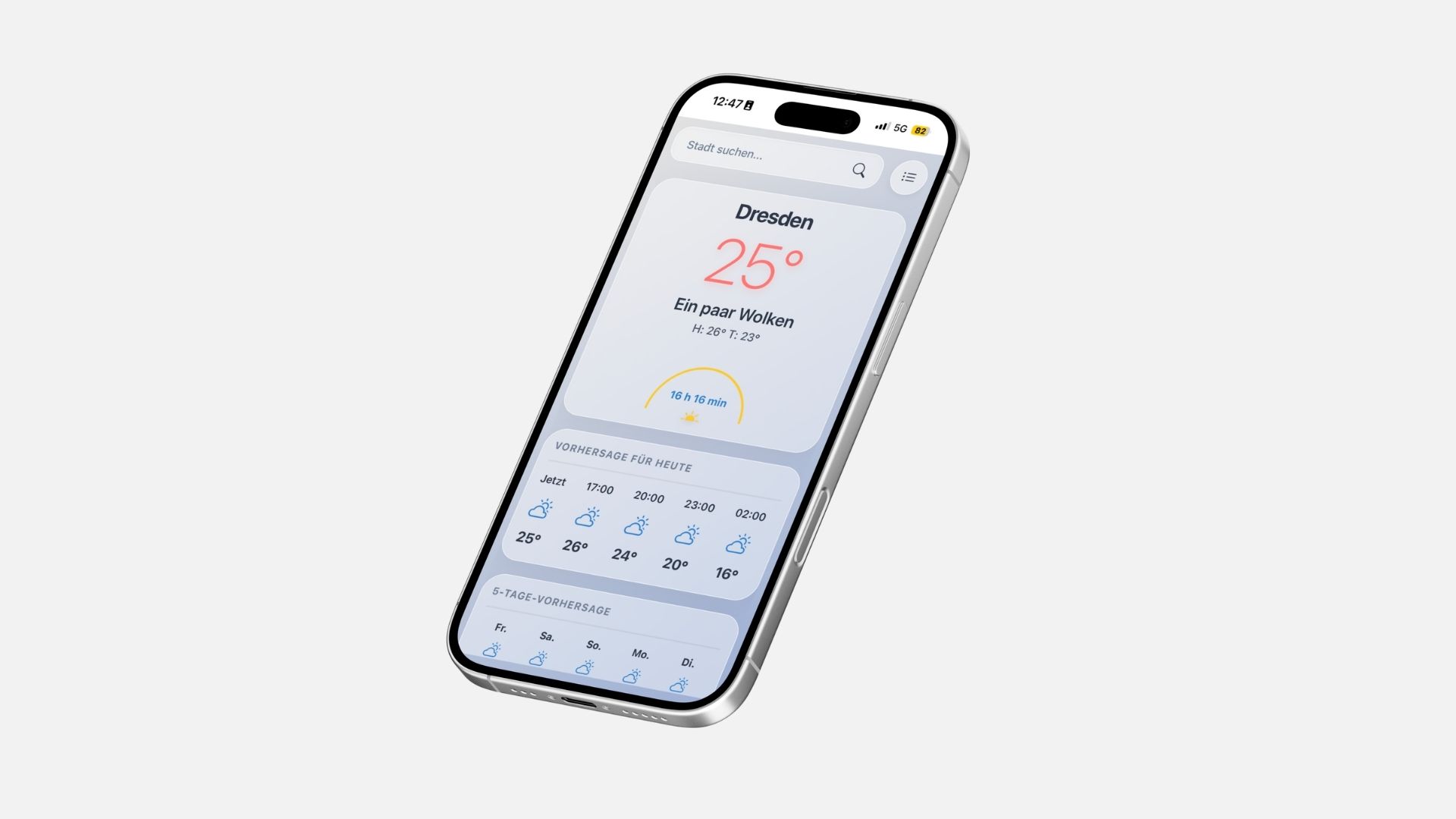 Rugia Wetter Web App Interface